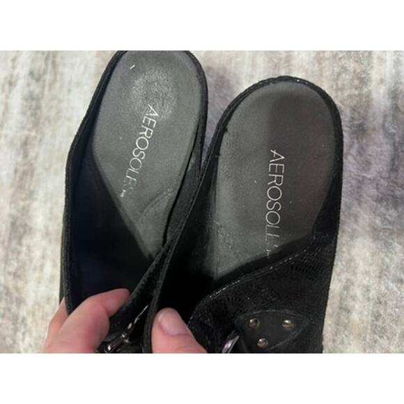 Black Aerosoles slide shoes dressy shiny nightlife going out sz 7.5 clog - Picture 5 of 7